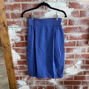 VTG Christian Dior 100% Wool Blue Pencil Skirt Clean Girl Luxury Womens Sz 6
